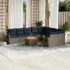 vidaXL 10 db szürke polyrattan kerti kanapégarnitúra párnákkal