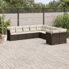 vidaXL 10 részes barna polyrattan kerti ülőgarnitúra párnákkal kerti bútor