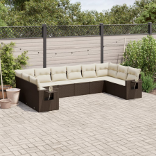 vidaXL 10 részes barna polyrattan kerti ülőgarnitúra párnákkal kerti bútor