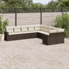 vidaXL 10 részes barna polyrattan kerti ülőgarnitúra párnákkal kerti bútor