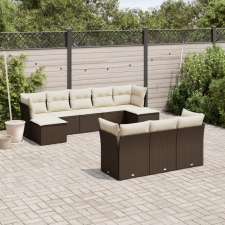 vidaXL 10 részes barna polyrattan kerti ülőgarnitúra párnákkal kerti bútor