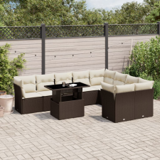 vidaXL 10 részes barna polyrattan kerti ülőgarnitúra párnákkal kerti bútor