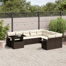 vidaXL 10 részes barna polyrattan kerti ülőgarnitúra párnákkal kerti bútor