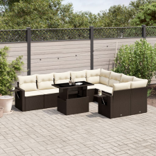 vidaXL 10 részes barna polyrattan kerti ülőgarnitúra párnákkal kerti bútor