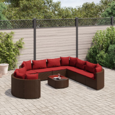 vidaXL 10 részes barna polyrattan kerti ülőgarnitúra párnákkal kerti bútor