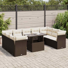 vidaXL 10 részes barna polyrattan kerti ülőgarnitúra párnákkal kerti bútor