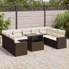 vidaXL 10 részes barna polyrattan kerti ülőgarnitúra párnákkal kerti bútor