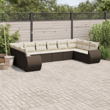 vidaXL 10 részes barna polyrattan kerti ülőgarnitúra párnákkal kerti bútor