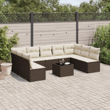 vidaXL 10 részes barna polyrattan kerti ülőgarnitúra párnákkal kerti bútor