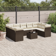 vidaXL 10 részes barna polyrattan kerti ülőgarnitúra párnákkal kerti bútor