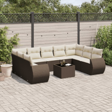 vidaXL 10 részes barna polyrattan kerti ülőgarnitúra párnákkal kerti bútor