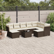 vidaXL 10 részes barna polyrattan kerti ülőgarnitúra párnákkal kerti bútor