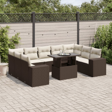 vidaXL 10 részes barna polyrattan kerti ülőgarnitúra párnákkal kerti bútor