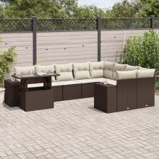 vidaXL 10 részes barna polyrattan kerti ülőgarnitúra párnákkal kerti bútor