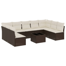 vidaXL 10 részes barna polyrattan kerti ülőgarnitúra párnákkal (3218083) kerti bútor