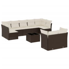 vidaXL 10 részes barna polyrattan kerti ülőgarnitúra párnákkal (3218163) kerti bútor