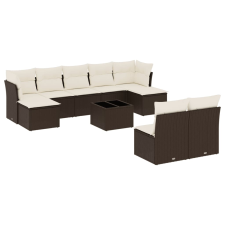 vidaXL 10 részes barna polyrattan kerti ülőgarnitúra párnákkal (3218283) kerti bútor