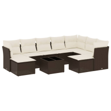 vidaXL 10 részes barna polyrattan kerti ülőgarnitúra párnákkal (3218583) kerti bútor