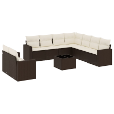 vidaXL 10 részes barna polyrattan kerti ülőgarnitúra párnákkal (3219153) kerti bútor