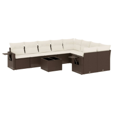 vidaXL 10 részes barna polyrattan kerti ülőgarnitúra párnákkal (3220652) kerti bútor