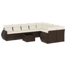 vidaXL 10 részes barna polyrattan kerti ülőgarnitúra párnákkal (3221852) kerti bútor