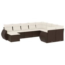 vidaXL 10 részes barna polyrattan kerti ülőgarnitúra párnákkal (3221862) kerti bútor