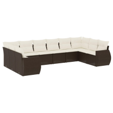 vidaXL 10 részes barna polyrattan kerti ülőgarnitúra párnákkal (3221872) kerti bútor