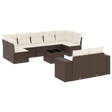 vidaXL 10 részes barna polyrattan kerti ülőgarnitúra párnákkal (3223032) kerti bútor