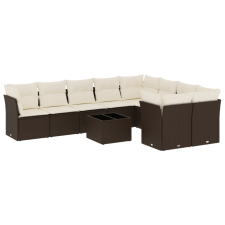 vidaXL 10 részes barna polyrattan kerti ülőgarnitúra párnákkal (3250022) kerti bútor