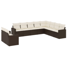 vidaXL 10 részes barna polyrattan kerti ülőgarnitúra párnákkal (3251510) kerti bútor