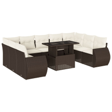 vidaXL 10 részes barna polyrattan kerti ülőgarnitúra párnákkal (3268743) kerti bútor