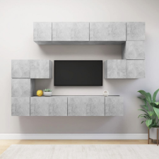 vidaXL 10 részes betonszürke forgácslap TV-szekrényszett bútor