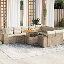 vidaXL 10 részes bézs polyrattan akácfa kerti ülőgarnitúra párnával kerti bútor