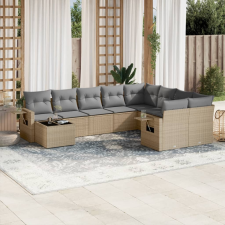 vidaXL 10 részes bézs polyrattan kerti ülőgarnitúra párnával kerti bútor