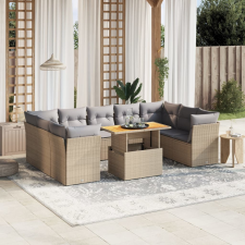 vidaXL 10 részes bézs polyrattan kerti ülőgarnitúra párnával kerti bútor