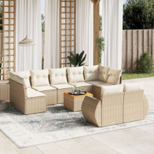 vidaXL 10 részes bézs polyrattan kerti ülőgarnitúra párnával kerti bútor