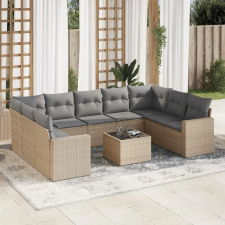 vidaXL 10 részes bézs polyrattan kerti ülőgarnitúra párnával kerti bútor