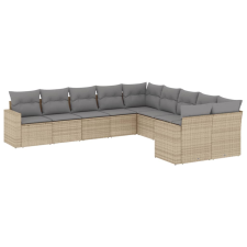 vidaXL 10 részes bézs polyrattan kerti ülőgarnitúra párnával (3219499) kerti bútor