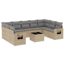 vidaXL 10 részes bézs polyrattan kerti ülőgarnitúra párnával (3220608) kerti bútor
