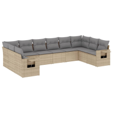 vidaXL 10 részes bézs polyrattan kerti ülőgarnitúra párnával (3220668) kerti bútor