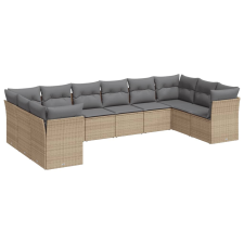 vidaXL 10 részes bézs polyrattan kerti ülőgarnitúra párnával (3250038) kerti bútor