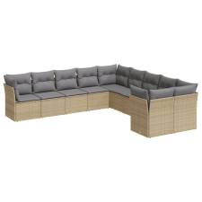 vidaXL 10 részes bézs polyrattan kerti ülőgarnitúra párnával (3250078) kerti bútor