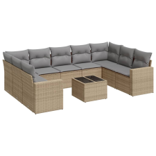 vidaXL 10 részes bézs polyrattan kerti ülőgarnitúra párnával (3251746) kerti bútor