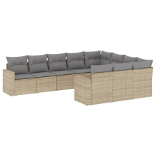 vidaXL 10 részes bézs polyrattan kerti ülőgarnitúra párnával (3251826) kerti bútor