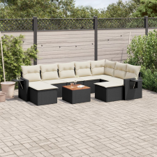 vidaXL 10 részes fekete polyrattan kerti ülőgarnitúra párnákkal kerti bútor