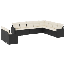 vidaXL 10 részes fekete polyrattan kerti ülőgarnitúra párnákkal (3219156) kerti bútor