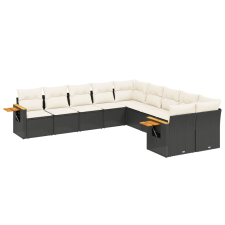 vidaXL 10 részes fekete polyrattan kerti ülőgarnitúra párnákkal (3227190) kerti bútor