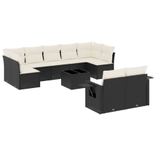 vidaXL 10 részes fekete polyrattan kerti ülőgarnitúra párnákkal (3252963) kerti bútor