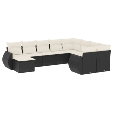 vidaXL 10 részes fekete polyrattan kerti ülőgarnitúra párnákkal (3254193) kerti bútor