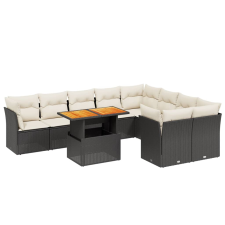 vidaXL 10 részes fekete polyrattan kerti ülőgarnitúra párnákkal (3271007) kerti bútor